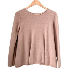 Dildabanian 100% Cashmere Tan Flare Crewneck Sweater Size Medium